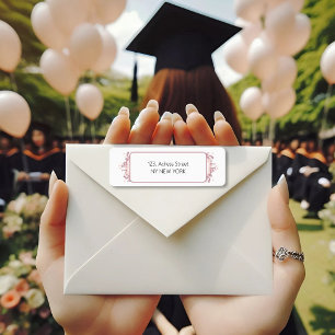 Pink Graduates silhouette Return Address Label