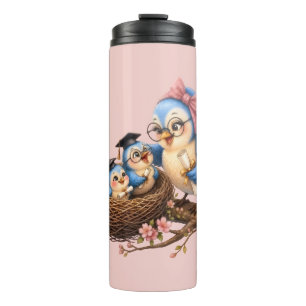 Pink Graduation Bird Thermal Tumbler