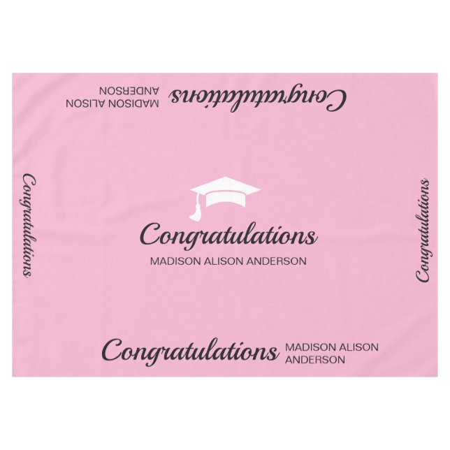 Pink Graduation Cap Tablecloth (Front (Horizontal))
