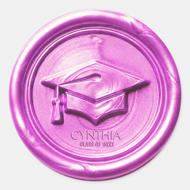  Pink Graduation Cap  Wax Seal (Front)