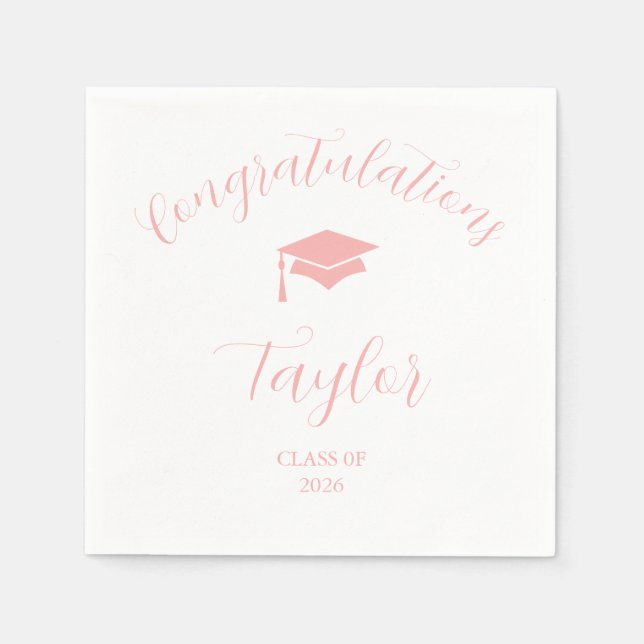 Pink Graduation Class of 2026 Napkin (Front)