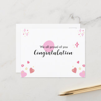 Pink Graduation Congratulation Card