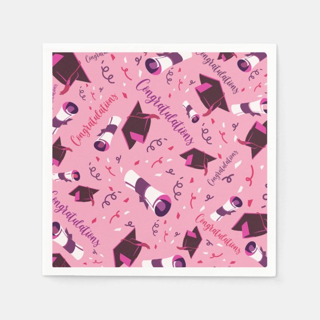 Pink Graduation Congratulations Napkin (Front)