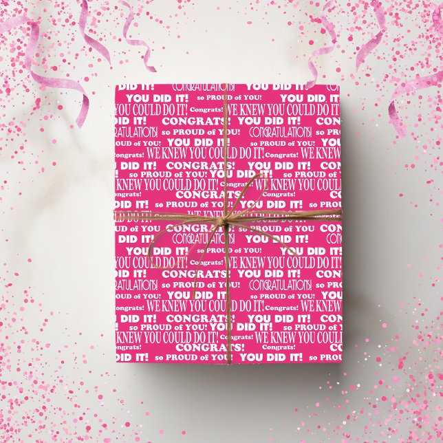 Pink Graduation Congratulations School Wrapping Paper (Pink Graduation Congratulations School Wrapping Paper)