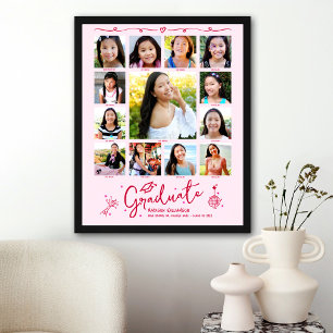 Pink Graduation K–12 Photo Collage Red Doodles Fun Poster