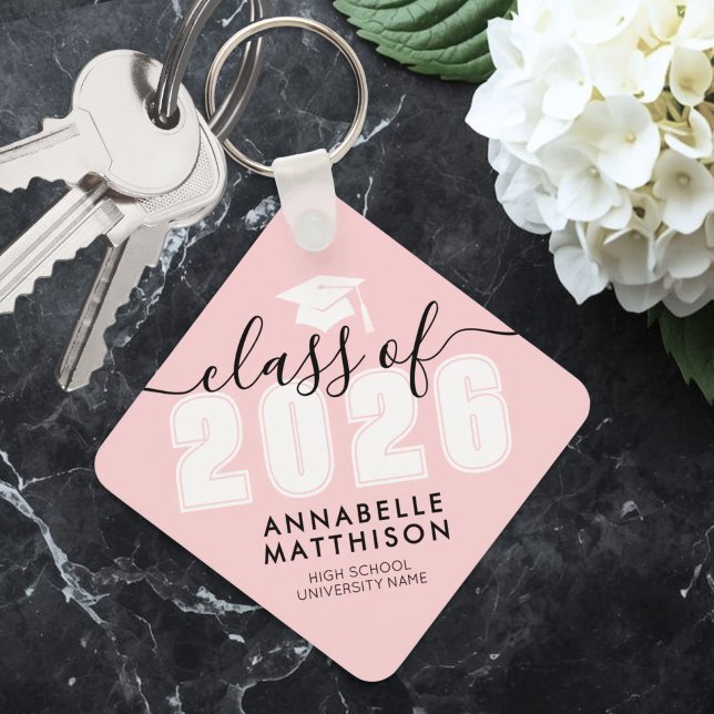 Pink Graduation Key Ring (Graduate Pink Graduation keychain)