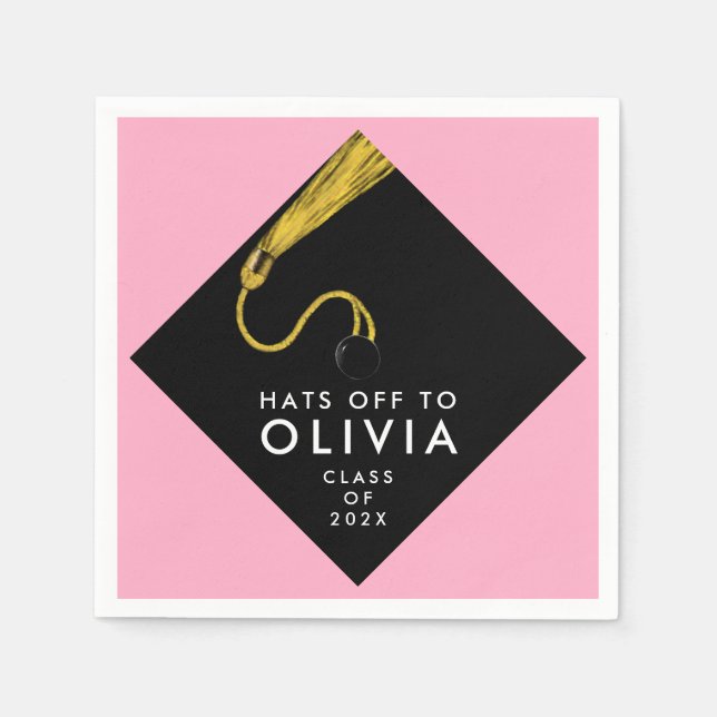 Pink Graduation Party Napkins (Front)