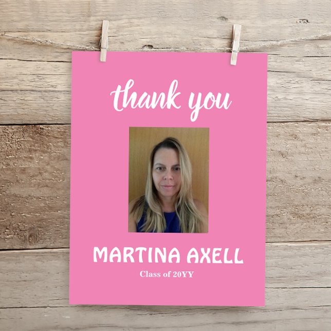 Pink Graduation Thank You Photo Postcard (Creator Uploaded)