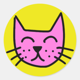 pink graffiti cat face classic round sticker