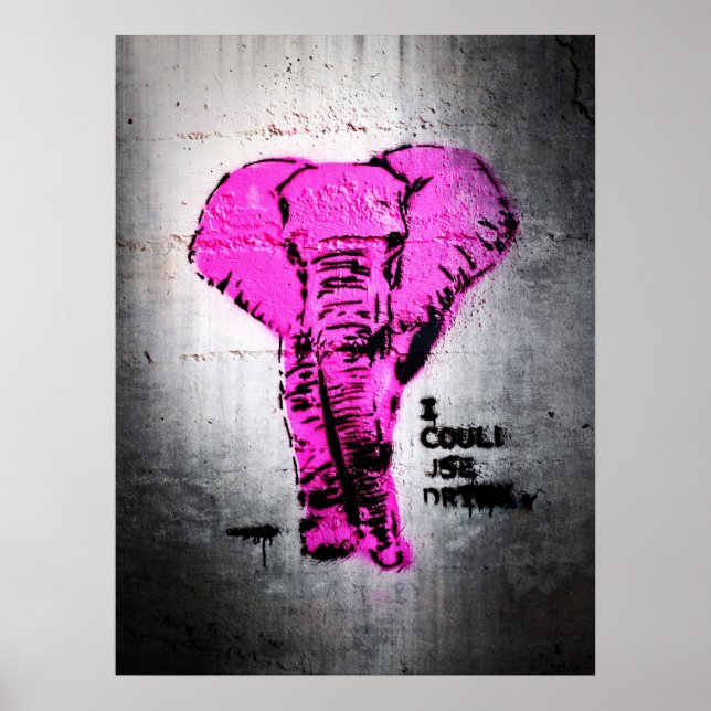 Pink Graffiti Elephant Poster (Front)