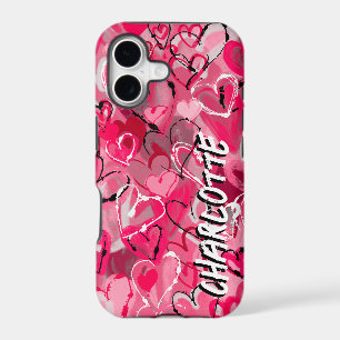 Pink Graffiti-Inspired Hand-Drawn Hearts 