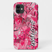 Pink Graffiti-Inspired Hand-Drawn Hearts 