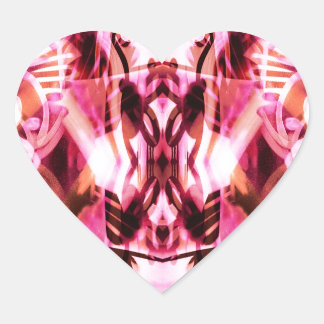Pink graffiti pattern heart sticker (Front)