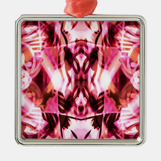 Pink graffiti pattern metal ornament (Front)