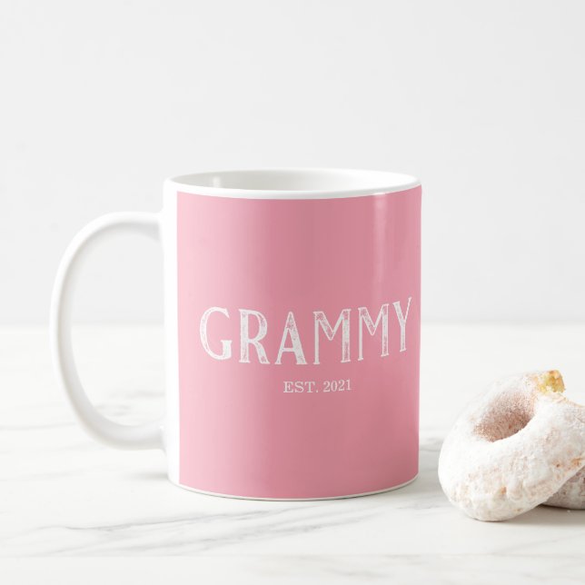 Pink Grammy Year Established Coffee Mug (With Donut)