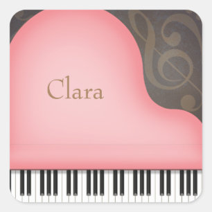 Pink Grand Piano Custom Name Stickers