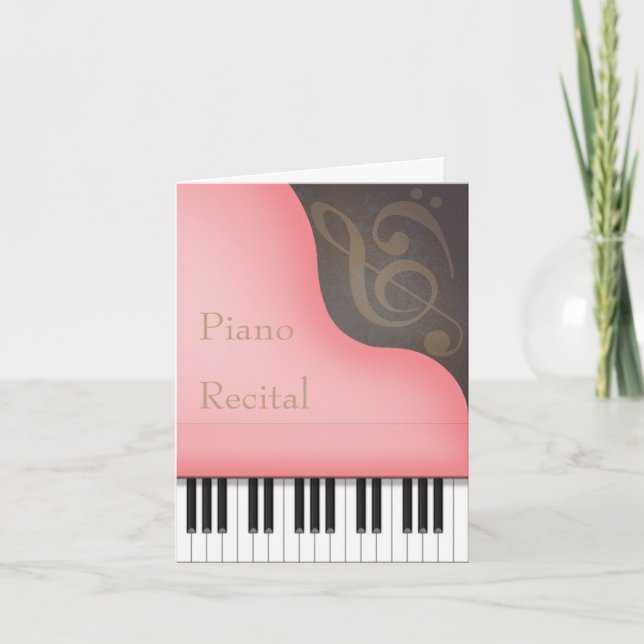 Pink Grand Piano Personalised Piano Recital Invitation (Front)