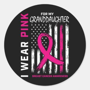 Pink Granddaughter Breast Cancer Awareness America Classic Round Sticker