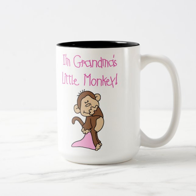 Pink Grandmas Little Monkey Two-Tone Coffee Mug (Right)