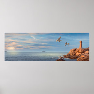 Pink granite coast in Brittany, France Poster