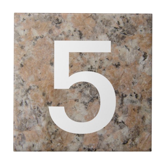 Pink Granite House Number Tile (Front)