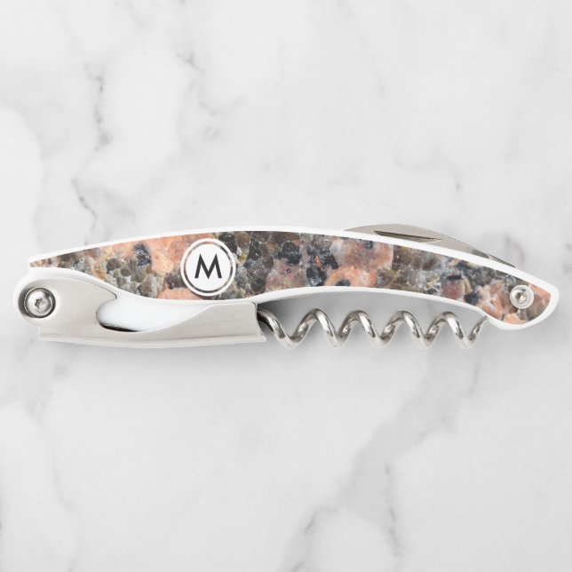 Pink Granite Texture with Monogram Corkscrew (Front)