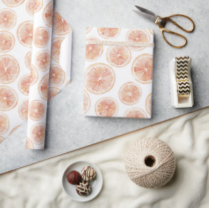 Pink Grapefruit Birthday Wrapping Paper