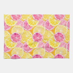 Pink Grapefruit & Lemon Shower Curtain Tea Towel