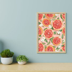 Pink Grapefruit Pop – Retro Watercolor Citrus Poster