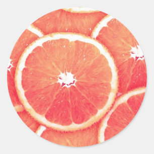 Pink grapefruit slices classic round sticker