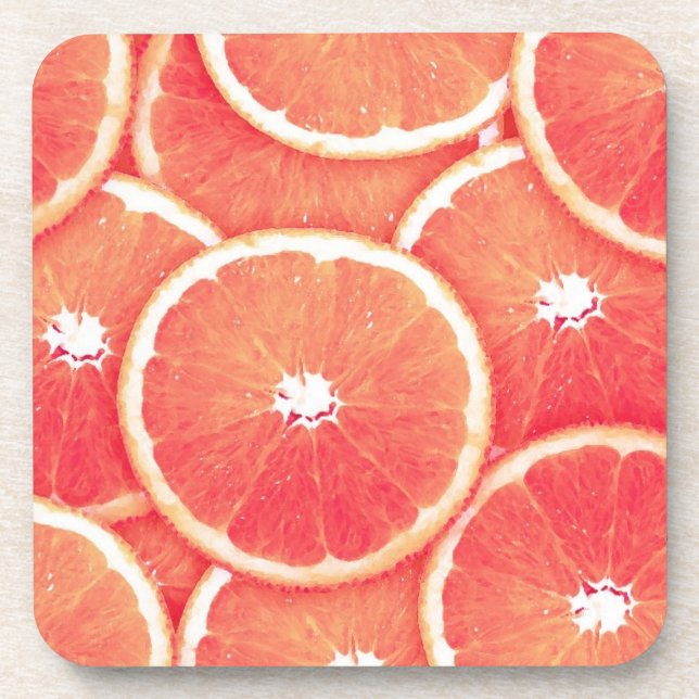 Pink grapefruit slices coaster (Front)