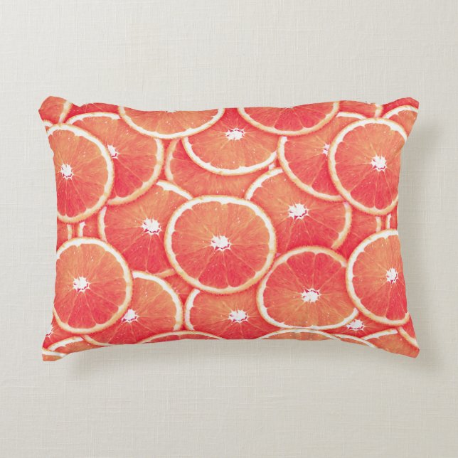 Pink grapefruit slices decorative cushion (Front)