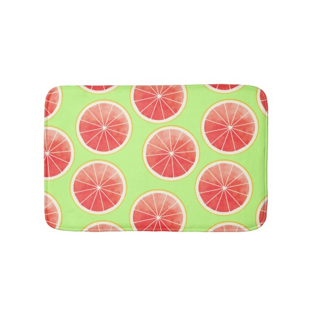 Pink Grapefruit Slices Pattern Bath Mat (Front)