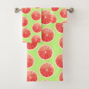 Pink Grapefruit Slices Pattern Bath Towel Set