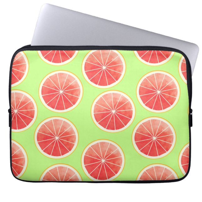 Pink Grapefruit Slices Pattern Laptop Sleeve (Front)