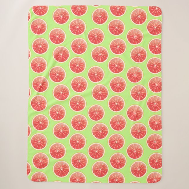 Pink Grapefruit Slices Pattern Sherpa Blanket (Front)
