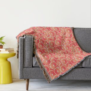 Pink grapefruit slices throw blanket