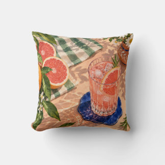Pink Grapefruit Soda Sunny Citrus Still Life Cushion