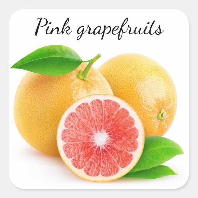 Pink grapefruits square sticker (Front)