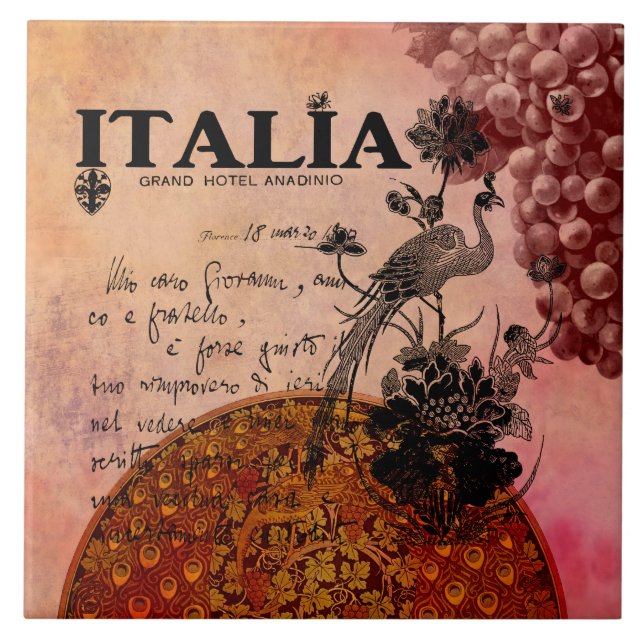 Pink Grapes Italia Tile (Front)