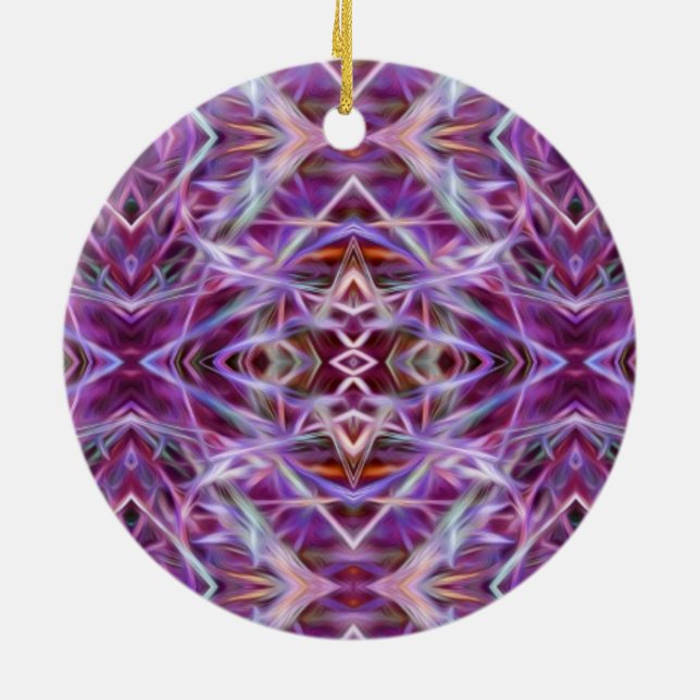 Pink Graphic Mandala Ceramic Tree Decoration (Back)