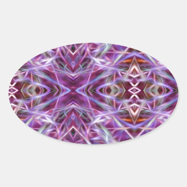 Pink Graphic Mandala Oval Sticker (Front)