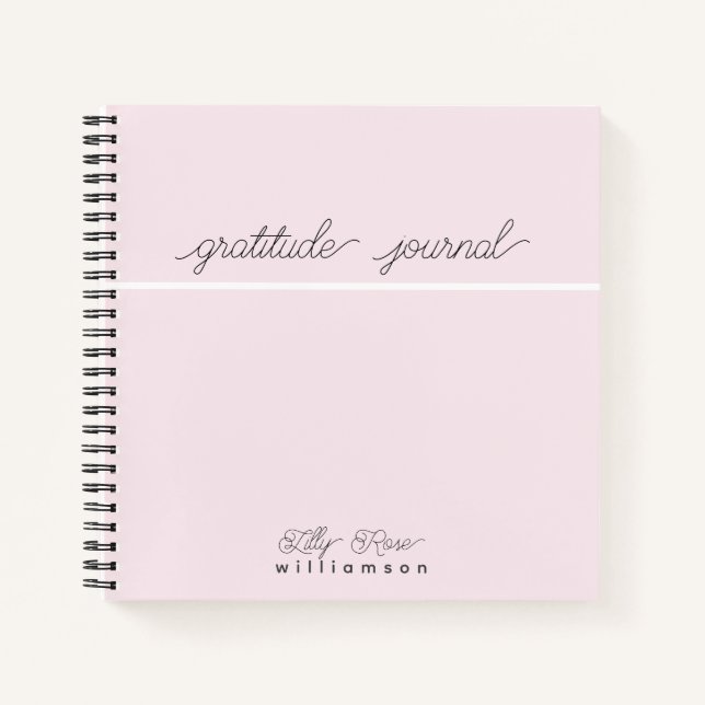 Pink Gratitude Journal - Cute Script Typography (Front)