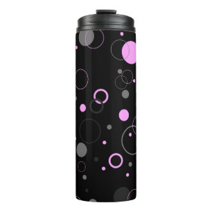Pink Gray abstract seamless pattern with circles. Thermal Tumbler