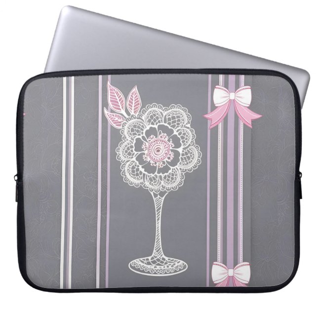 Pink & Gray Ai art  Laptop Sleeve (Front)