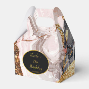 Pink, Gray and Gold Marble Agate Birthday Party Favour Box
