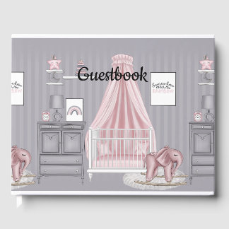PINK & GRAY BABY GIRL NURSERY SCENE GUEST BOOK