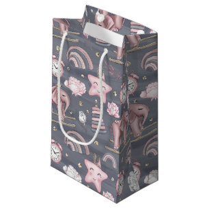 PINK & GRAY BABY GIRL TOYS ELEPHANTS SMALL GIFT BAG