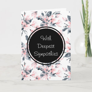 Pink & Gray Floral Watercolor Pattern Sympathy Card