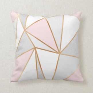 Pink, Gray & Gold Geo Cushion